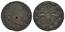 FERNANDO VII (1808-1833). 2 Maravedís (Cu.2,90g/19mm). 1833. Segovia. (Cal-2019 - Münzen Der Provinzen