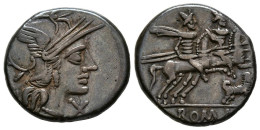 ACUÑACIONES ANONIMAS. Denario. (Ar. 3,81g/18mm). 200-195 A.C. Roma. (FFC 49; Cr - Röm. Republik (-280 / -27)