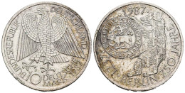 ALEMANIA. 10 Marcos (Ar. 15,57g/33mm). 1987. Hamburgo J. 750 Aniversario Fundac - Other & Unclassified