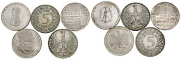 ALEMANIA. Magnífico Conjunto De 5 Monedas De Plata De 5 Marcos Acuñadas En Dife - Sonstige & Ohne Zuordnung