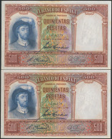 500 Pesetas. 25 De Abril De 1931. Pareja Correlativa. Sin Serie. (Edifil 2017:  - Altri & Non Classificati