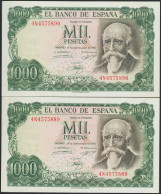 1000 Pesetas. 17 De Septiembre De 1971. Pareja Correlativa. Serie 4N. (Edifil 2 - Altri & Non Classificati