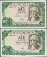 1000 Pesetas. 17 De Septiembre De 1971. Pareja Correlativa. Serie 4N. (Edifil 2 - Otros & Sin Clasificación