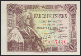 1 Peseta. 15 De Junio De 1945. Serie F. (Edifil 2021: 448a). Apresto Original.  - Autres & Non Classés