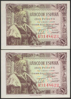 1 Peseta. 15 De Junio De 1945. Pareja Correlativa. Serie E. (Edifil 2021: 448a) - Other & Unclassified