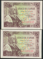 1 Peseta. 15 De Junio De 1945. Pareja Correlativa. Serie G. (Edifil 2021: 448a) - Altri & Non Classificati