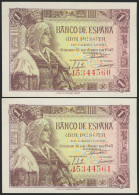 1 Peseta. 15 De Junio De 1945. Pareja Correlativa. Serie J. (Edifil 2021: 448a) - Sonstige & Ohne Zuordnung