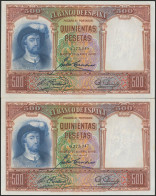 500 Pesetas. 25 De Abril De 1931. Pareja Correlativa. Sin Serie. (Edifil 2021:  - Otros & Sin Clasificación