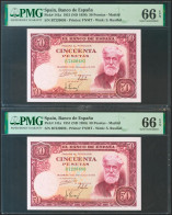 50 Pesetas. 31 De Diciembre De 1951. Pareja Correlativa. Serie B. (Edifil 2021: - Otros & Sin Clasificación