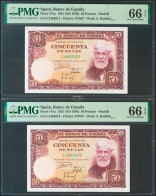 50 Pesetas. 31 De Diciembre De 1951. Pareja Correlativa. Serie C. (Edifil 2021: - Sonstige & Ohne Zuordnung