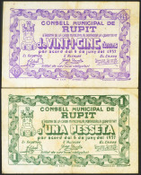 RUPIT (BARCELONA). 25 Céntimos Y 1 Peseta. Junio 1937. (González: 9774/75). Rar - Altri & Non Classificati