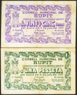 RUPIT (BARCELONA). 25 Céntimos Y 1 Peseta. Junio 1937. (González: 9774/75). Rar - Autres & Non Classés