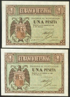 1 Peseta. 28 De Febrero De 1938. Pareja Correlativa. Serie E. (Edifil 2021: 427 - Otros & Sin Clasificación