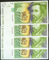 Conjunto De 4 Billetes De 1000 Pesetas, Emitidos El 12 De Octubre De 1992, Sin  - Autres & Non Classés