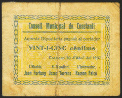 CONSTANTI (TARRAGONA). 25 Céntimos. 20 De Abril De 1937. Serie A. (González: 76 - Andere & Zonder Classificatie