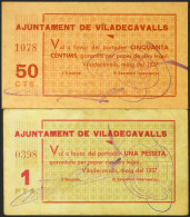 VILADECAVALS (BARCELONA). 50 Céntimos Y 1 Peseta. Mayo 1937. (González: 10693/9 - Altri & Non Classificati