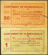 VILADECAVALS (BARCELONA). 50 Céntimos Y 1 Peseta. Mayo 1937. (González: 10693/9 - Autres & Non Classés