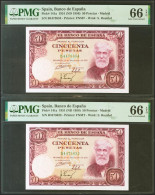 50 Pesetas. 31 De Diciembre De 1951. Pareja Correlativa. Serie B. (EDifil 2021: - Other & Unclassified