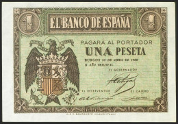 1 Peseta. 30 De Abril De 1938. Serie F. (Edifil 2021: 428a). Apresto Original.  - Autres & Non Classés