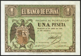 1 Peseta. 30 De Abril De 1938. Serie H. (Edifil 2021: 428a). Apresto Original.  - Otros & Sin Clasificación