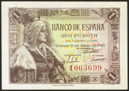 1 Peseta. 15 De Junio De 1945. Sin Serie. (Edifil 2021: 448). Apresto Original. - Altri & Non Classificati