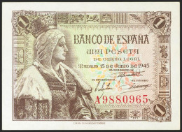 1 Peseta. 15 De Junio De 1945. Serie A. (Edifil 2021: 448a). Apresto Original.  - Otros & Sin Clasificación