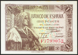 1 Peseta. 15 De Junio De 1945. Serie F. (Edifil 2021: 448a). Apresto Original.  - Sonstige & Ohne Zuordnung