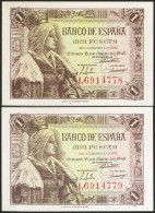 1 Peseta. 15 De Junio De 1945. Pareja Correlativa. Serie L. (Edifil 2021: 448a) - Sonstige & Ohne Zuordnung