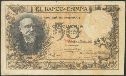 50 Pesetas Falso De Epoca. 19 De Marzo De 1905. Sin Serie. (Edifil 2017: 312f). - Otros & Sin Clasificación