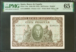 100 Pesetas. 9 De Enero De 1940. Serie E. (Edifil 2021: 438a, Pick: 118a). Inus - Otros & Sin Clasificación