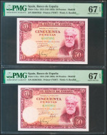 50 Pesetas. 31 De Diciembre De 1951. Pareja Correlativa. Serie B. (Edifil 2021: - Sonstige & Ohne Zuordnung