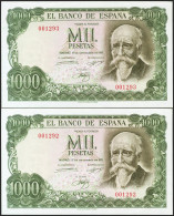 1000 Pesetas. 17 De Septiembre De 1971. Pareja Correlativa. Sin Serie Y Numerac - Altri & Non Classificati