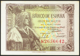 1 Peseta. 15 De Junio De 1945. Serie K. (Edifil 2021: 448a). Apresto Original.  - Otros & Sin Clasificación