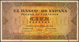 100 Pesetas. 20 De Mayo De 1938. Serie C. (Edifil 2021: 432a). Conserva Gran Pa - Otros & Sin Clasificación