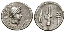 GENS NORBANA. Denario. (Ar. 3,85g/20mm). 83 A.C. Roma. (Crawford 357/1b; FFC 94 - República (-280 / -27)