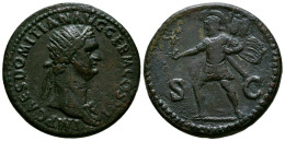 DOMICIANO. Dupondio. (Ae. 13,46g/28mm). 85 D.C. Roma. (RIC 293). Anv: Busto Rad - Les Flaviens (69 à 96)