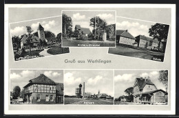 AK Wathlingen, Kaliwerk, Bahnhof, Am Spritzenhaus  - Mijnen