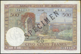 MOROCCO. 500 Francs. 18 July 1949. SPECIMEN And Perforated 26. (Pick: 46s). Spo - Other & Unclassified