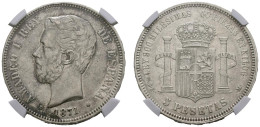 AMADEO I (1871-1873). 5 Pesetas. (Ar. 24,71g/37mm). 1871 *18-73. Madrid. (Cal-2 - Münzen Der Provinzen