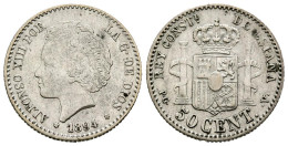 ALFONSO XIII (1885-1931). 50 Céntimos (Ar. 2,51g/18mm). 1894 *9-4.  Madrid PGV. - Provinciale Munten