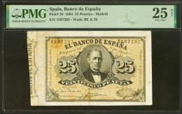 25 Pesetas. 1 De Julio De 1884. Sin Serie. (Edifil 2021: 287, Pick: 29). Raro,  - Altri & Non Classificati