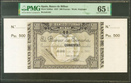 500 Pesetas. 1 De Enero De 1937. Sucursal De Bilbao, Antefirma Banco Del Comerc - Altri & Non Classificati