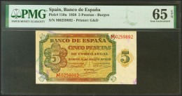 5 Pesetas. 10 De Agosto De 1938. Serie M, última Serie Emitida. (Edifil 2021: 4 - Otros & Sin Clasificación