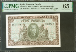 100 Pesetas. 9 De Enero De 1940. Serie B. (Edifil 2021: 438a, Pick: 118a). Inus - Other & Unclassified