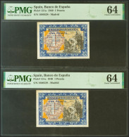 1 Peseta. 1 De Junio De 1940. Pareja Correlativa. Sin Serie. (Edifil 2021: 441, - Altri & Non Classificati