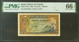 5 Pesetas. 4 De Septiembre De 1940. Serie H. (Edifil 2021: 443a, Pick: 123a). R - Andere & Zonder Classificatie