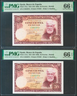 50 Pesetas. 31 De Diciembre De 1951. Pareja Correlativa. Serie C. (Edifil 2021: - Other & Unclassified