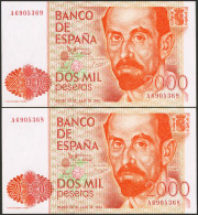 2000 Pesetas. 22 De Julio De 1980. Pareja Correlativa. Serie A. (Edifil 2017: 4 - Altri & Non Classificati