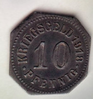 Münze Notgeld Sigmaringen 1918 10 Pf. Kriegsgeld Eisen Ss - Altri & Non Classificati
