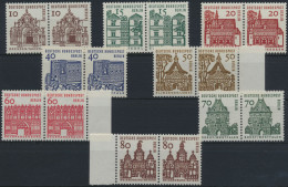 Berlin 242-249 Bauwerke Kompl. Waagerechte Paare Tadellos Postfrisch Kat 65,00 - Storia Postale